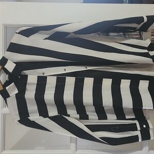 DNKY Black and White Striped Button-Up Shirt